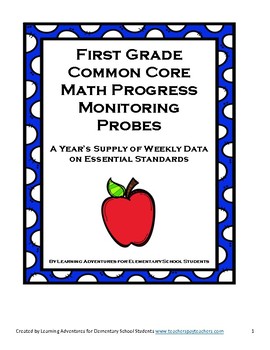 Preview of First Grade Math Common Core Progress Monitoring Assessment Pack