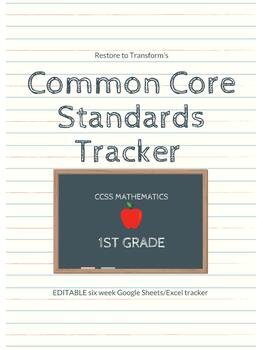 Preview of First Grade Math Common Core Standards Tracker [EDITABLE]