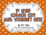 First Grade Math Common Core Vocabulary Cards