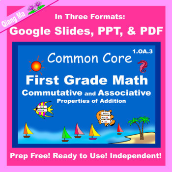 Preview of First Grade Math Commutative Associative 1.OA.3 in Google Slides PDF PPT