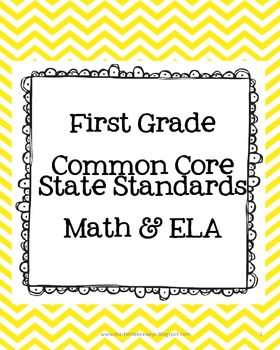 Preview of First Grade Math & ELA Common Core State Standards Freebie