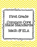 First Grade Math & ELA Common Core State Standards Freebie