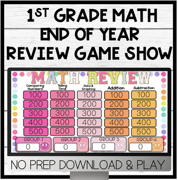 Preview of 1st Grade Math End of Year Review | Game Show | Test Prep | NO PREP