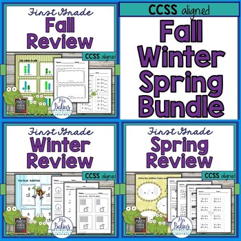 Preview of First Grade Math {Frog Math} Fall, Winter, Spring Reviews