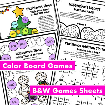 1st Grade Holiday Games Bundle: End of Year, Christmas Math Activities ...