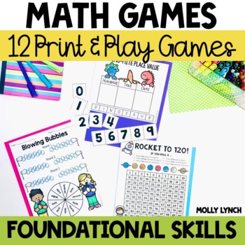 Preview of First Grade Math Games NO PREP Print & Play Digital Version Included
