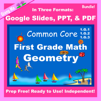 Preview of First Grade Math Geometry Bundle 1G in Google Slides PDF PPT