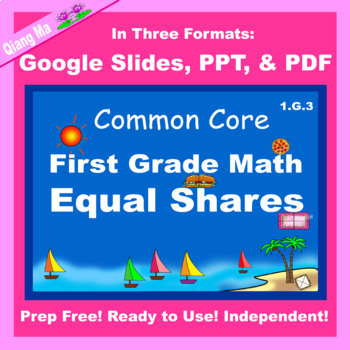 Preview of First Grade Math Geometry Equal Shares 1.G.3 in Google Slides PDF PPT