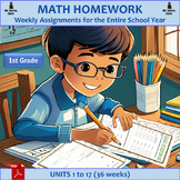 First Grade Math Homework: Weekly Assignments for the Enti