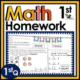 First Grade Math Homework with Digital Option - 1st Q
