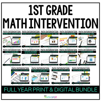 Preview of First Grade Math Intervention  | Print and Digital Full Year Bundle