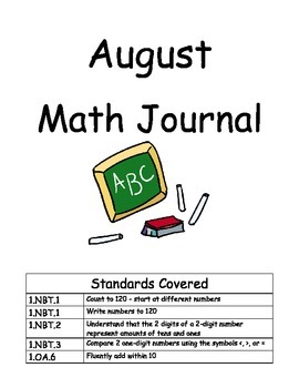 Preview of First Grade Math Journal - AUGUST (MONTH 1) Common Core