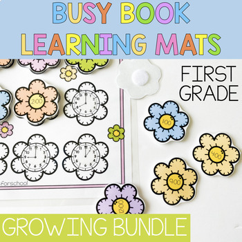 Preview of First Grade Math & Literacy Busy Book Learning Mats {GROWING BUNDLE}