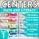 First Grade Math & Literacy Centers Printable & Digital Ac