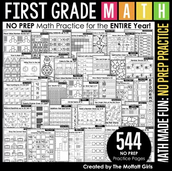 Preview of First Grade Math Made Fun (NO PREP Practice)
