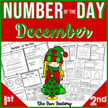 Preview of 1st Grade Math Worksheets - Number of the Day Worksheets - December