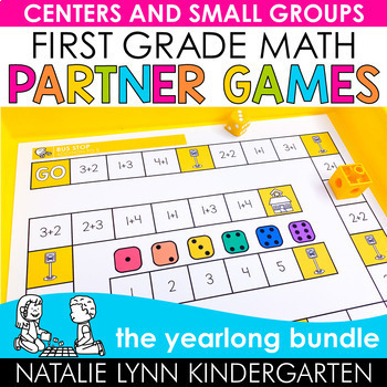 Preview of First Grade Math Partner Games | Math Centers + Guided Math Small Group BUNDLE