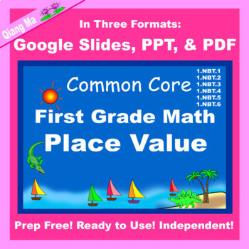 Preview of First Grade Math Place Value 1.NBT.1-6 in Google Slides PDF PPT