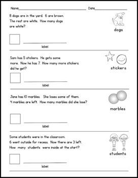 First Grade Math Practice: Addition, Subtraction, Word Problems