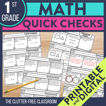 Preview of Math Exit Tickets for 1st Grade | Printable and Digital Check for Understanding