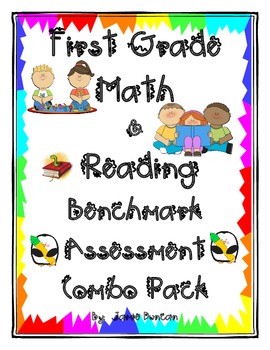 Preview of First Grade Math & Reading Benchmark Assessments For The Year Combo Pack