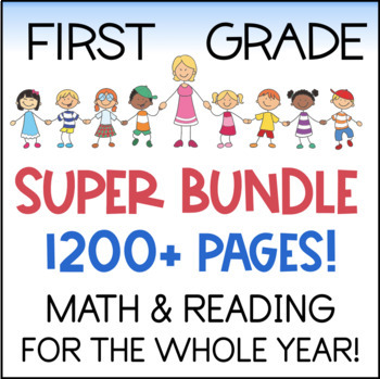 Preview of First Grade Math & Reading YEAR LONG BUNDLE 1200+ Pages