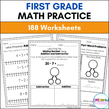 Preview of First Grade Math Practice - 188 First Grade Math Worksheets (Math Spiral Review)