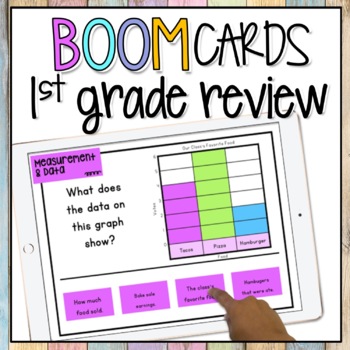 Preview of First Grade Math Review BOOM CARDS | Test Prep Math  | Digital Math Games