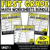First Grade Math Review Worksheets Unit 1 BUNDLE Distance 