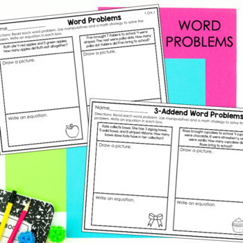 First Grade Math Worksheets SET 2 by Laura Martin | TpT