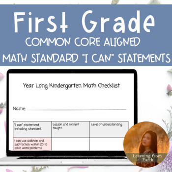 Preview of First Grade Math Standards Checklist "I Can" Statements