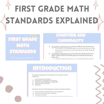 Preview of First Grade Math Standards Explained