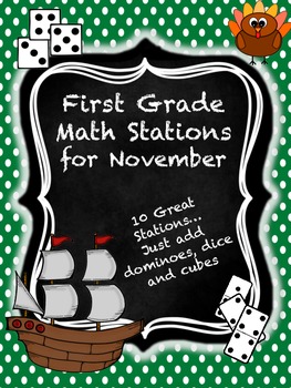 Preview of First Grade Math Stations for November with BONUS November Calendar Pieces