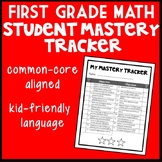 First Grade Math Student Mastery Tracker, Self-Tracker, Pa