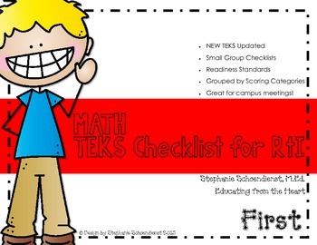 Preview of First Grade Math TEKS Checklist
