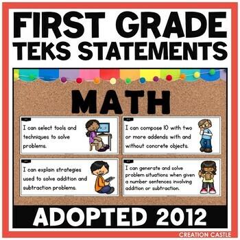 Preview of First Grade Math TEKS Can and Will Standards Statements