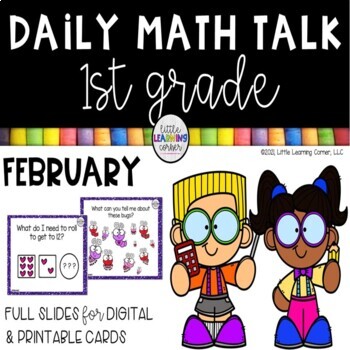 Preview of First Grade Math Talks - February - Digital and Printable