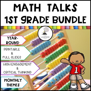 Preview of First Grade Math Talks Bundle - Monthly Themes Digital and Printable