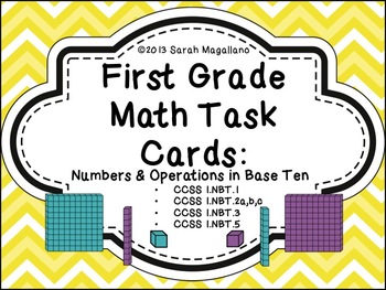 Preview of First Grade Math Task Cards: Numbers and Operation in Base Ten