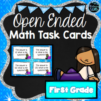 Preview of First Grade Math Task Cards - Open Ended Questions - Higher Order Thinking
