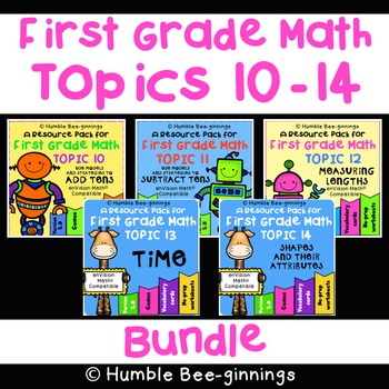 Preview of First Grade Math -  Topics 10 - 14 Bundle