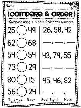 first grade math unit 11 comparing numbers skip counting and number order