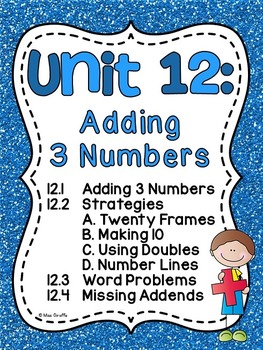 word 1 grade worksheets math problems addition for Miss Adding by Numbers 12 Unit Math First 3 Giraffe Grade