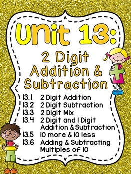 Preview of First Grade Math Unit 13 for 2 Digit Addition and Subtraction Without Regrouping