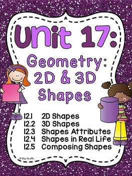 Preview of First Grade Math Centers Geometry 2D Shapes and 3D Shapes Attributes & Composing