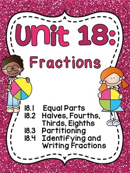 Preview of Fractions Activities Worksheets and Games First Grade Math Centers Unit 18
