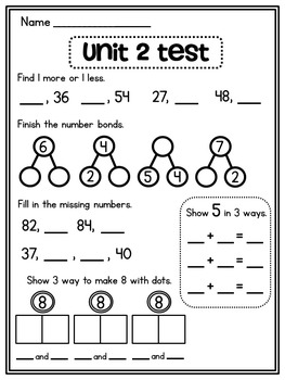 first grade math unit 2 number sense part part whole number bonds and more