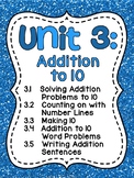 First Grade Math Unit 3 Addition to 10 (Fun Games, Workshe