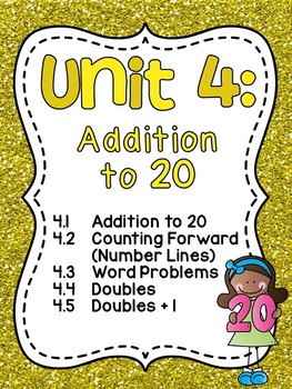Preview of First Grade Math Centers Addition to 20 (including Adding Doubles and Plus One)