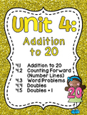 First Grade Math Unit 4 Addition to 20 (including Adding D